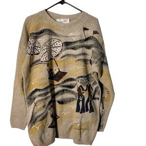 Vintage Beach Sweater Handpainted PS/LA One Size 1980's